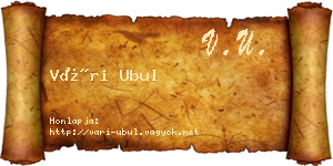 Vári Ubul névjegykártya